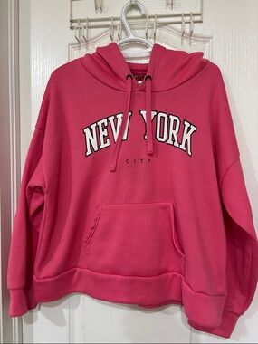 Pink "New York" Logo Hoodie Sweater - Women's